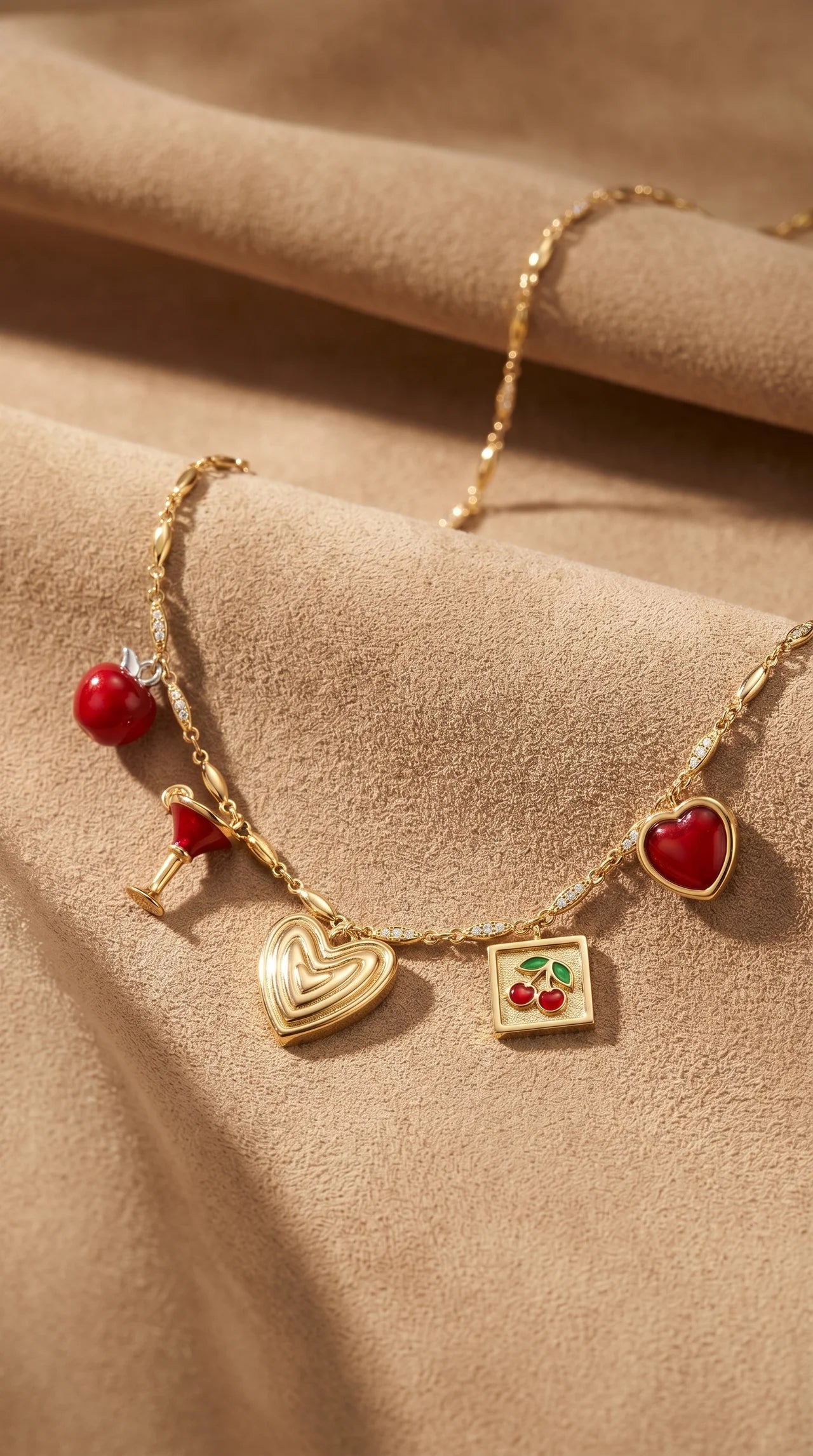 The Red Edit Gold Charm Necklace